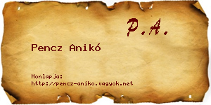 Pencz Anikó névjegykártya